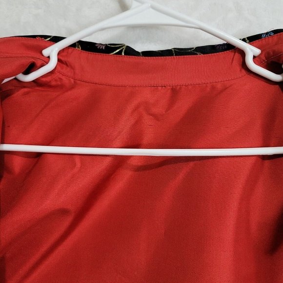 Robert Louis Lined Black Metallic Floral Silk Blend Open Front Jacket Size M/L - Picture 5 of 16